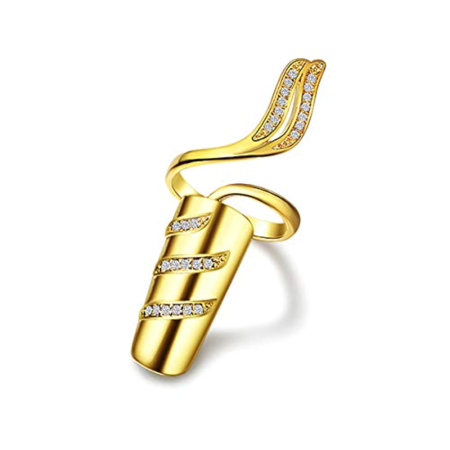 Uloveido Women's Index Finger Nail Ring Fingernail Rings Crystal Rhinestone Nail Cap Cover Ring Nail Art Charm for Women Girls SZ287-1 (Gold)