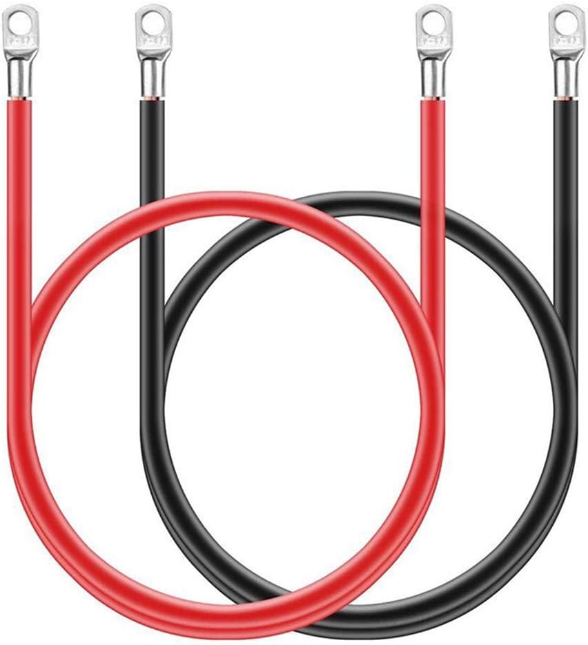 Cavi Batteria In Rame 2 Pezzi – 50 Cm, 16 Mm², 5 AWG, Con Occhielli, Rosso E Nero