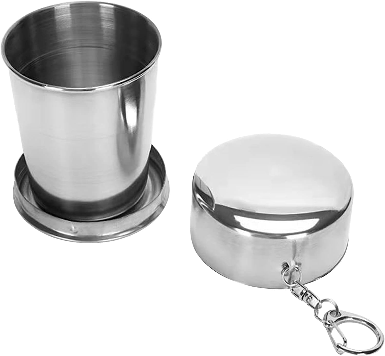 Stainless Steel Drinking Cup, Foldable Stainless Steel, Travel Folding Cup, Camping Mug, Foldable, Portable Folding Cup, for Outdoor Activities and Daily Use, 250 ml