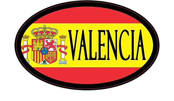 Oval Spanish Flag Valencia Vinyl Sticker, 4 Inches by 2.5 ...