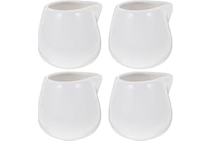 AMUSLESUR 4pcs Small Ceramic Creamer Pitcher Jug 90ml Milk Dispenser Set for Coffee Service and Sauce Pouring