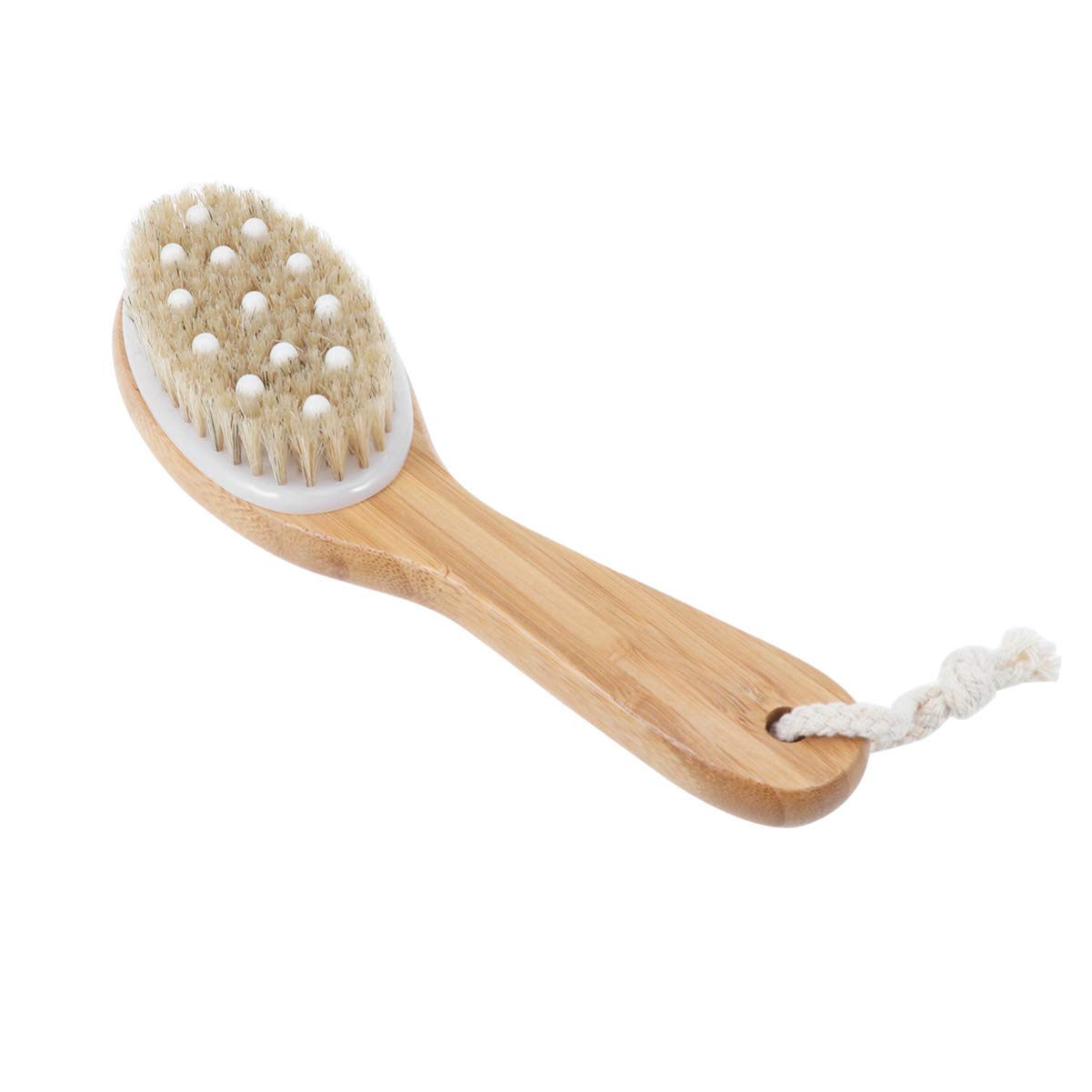 EXCEART Long Handled Shower Brush with Soft Beads for Body Massage and Exfoliation Portable Bath Brush with Hanging Rope for Deep Skin Cleansing