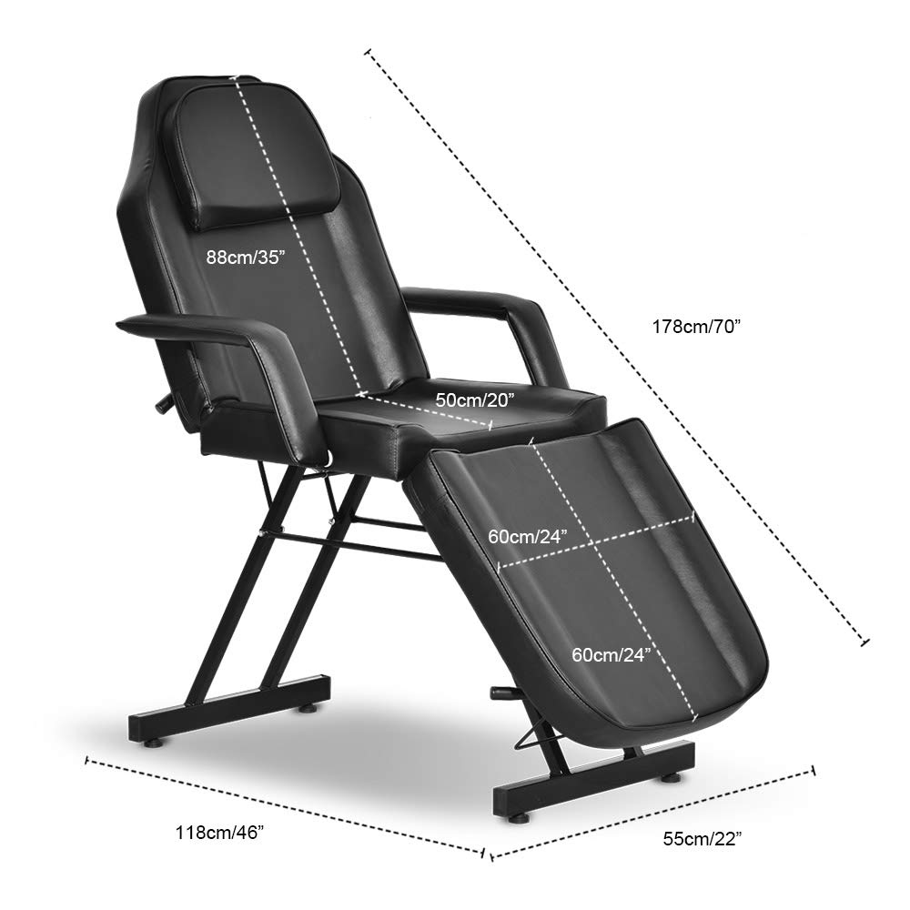 OKAKOPA Spa Tattoo Beds, Facial Massage Table Tattoo Chair Adjustable Salon Beauty Personal Care Equipment Tatsoul Chair with Towel Holder Black: Beauty