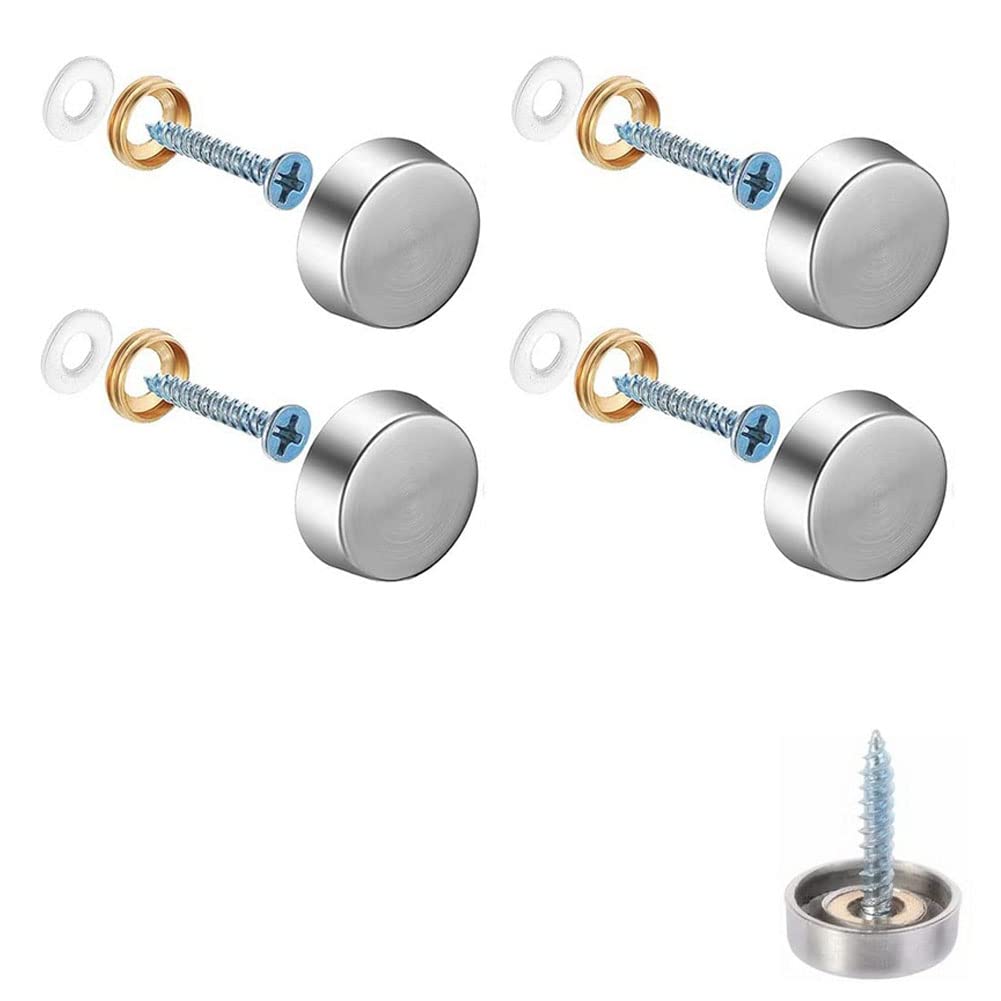 4 PCS Mirror Screws Decorative Caps Cover Nails, Polished Stainless Steel Mirror Decorative Screws Fasteners for Mirrors, Wardrobes, or Glass Furniture, Sign/Advertising Hardware (0.63"/16mm)