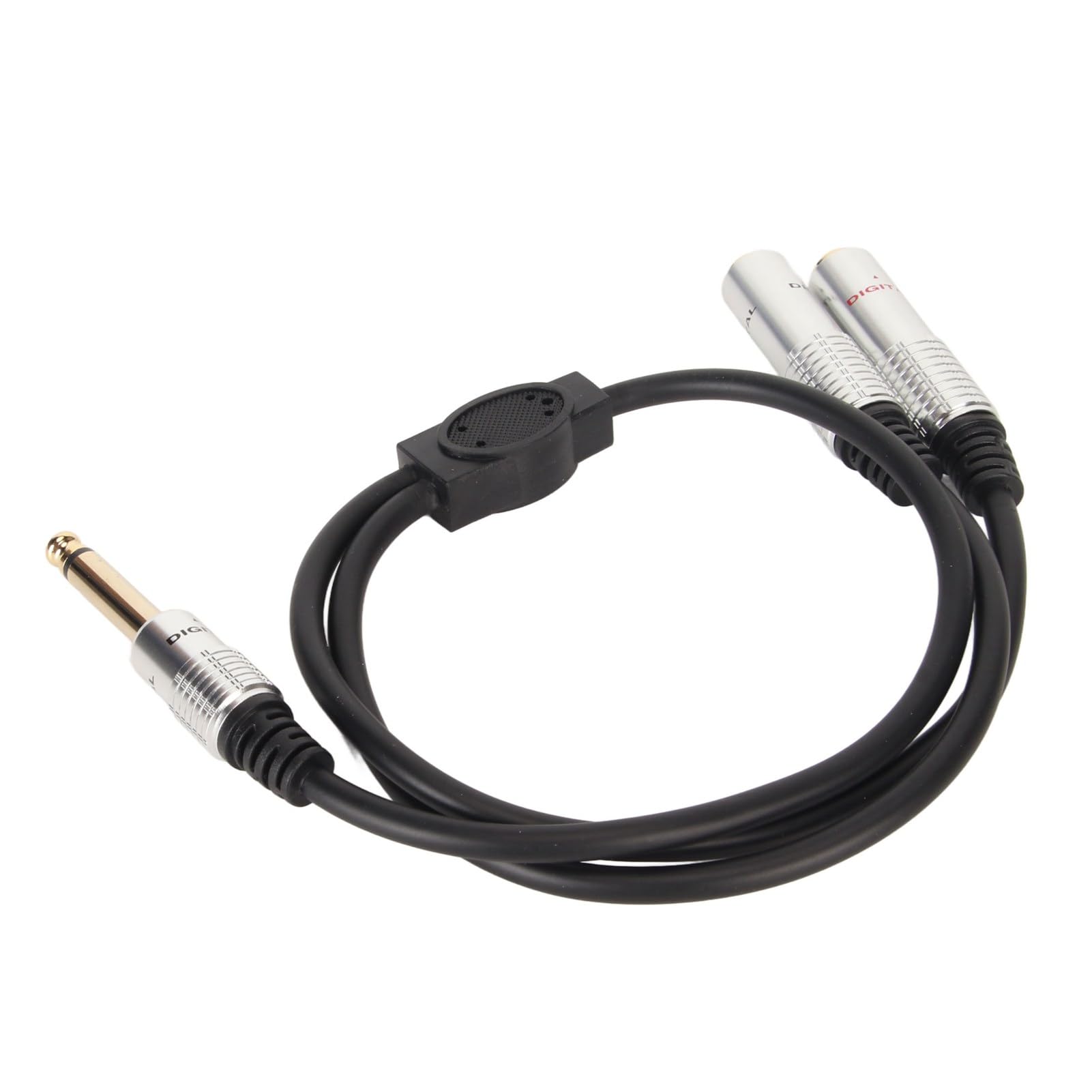 6.35mm Splitter Y Cable,1/4 Inch Aluminum Alloy Shell Mono Male Plug to Dual 6.35mm Female Jack Cable 19.7in