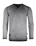 ZIMEGO Dream Supply Mens Long Sleeve V-Neck Henley Oil Wash Contrast Seam Vintage Shirt (Medium, DSFLS604 Charcoal Fulfilled By Amazon)