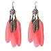 Voberry® Fashion Women Vintage Leaf Earrings Feather Drop Earring (Red)