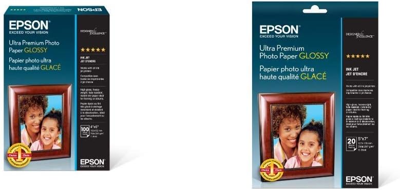 Epson Ultra Premium Photo Paper Glossy - S042174, 4" x 6" (100 sheets), White : Photo Quality Paper : Office Products