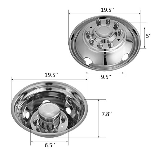 Mophorn Polished 19.5" 10 Lug Wheel Simulators Stainless Steel Bolt Kit