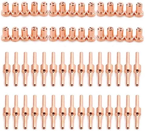 JYNBF 60pcs Red Copper Extended Long Plasma Cutter Tip Electrodes&Nozzles Kit Mayitr Consumable for PT31 LG40 40A Cutting Welder Torch,kit