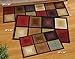 Collections Etc Optic Squares Skid-Resistant and Nonslip Accent Rug with Burnished Autumn Red, Brown and Beige, Brown, 20 X 30