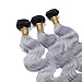 Zara Hair Platinum Grey Ombre Hair 3 Bundles Two Tone 1B/Grey Human Hair Extensions Silver Gray Dark Roots Body Wave Brazilian Human Hair Weaves (18 20 22 Inch)