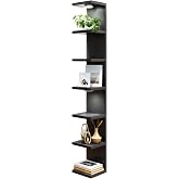 Fixwal 7 Tier Wall Shelf with LED Lights Lack Shelf for Room Decor Black | 76.8in Tall, Holds 11Lbs per Tier, Flexible Section Installation, Fits Any Room Decor