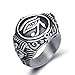 ELFASIO Men Stainless Steel Rings Egyptian Pharaohs Eye of Horus Ra Udjat Silver Tone Jewelry Size 8-15