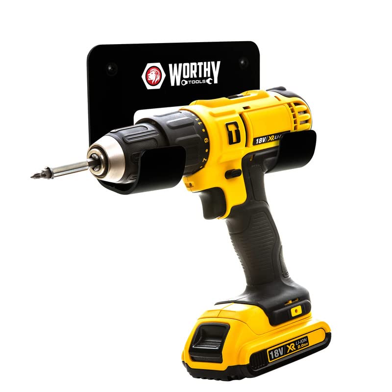 Cordless Drill Hook Wall Mount Heavy Duty Garage Hook Storage Rack Shelf for Power Tools Tool Storage Power Drill Holder Double Utility Hook with Installation Kit (2 Pack)