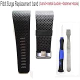Budesi Silicone Accessory as Replacement Strap Band for Fitbit Surge Watch Fitness Tracker WatchBand Black-Large