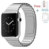 eoso Stainless Steel Replacement Smart Apple Watch Band Link Bracelet with Double Button Folding Clasp for 42mm Apple Watch All Model (Bracelet Silver,42mm)