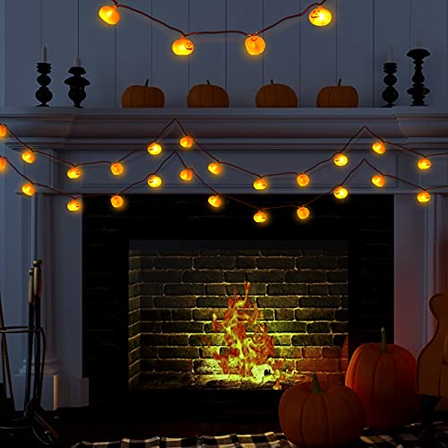 VGOODALL Pumpkin String Lights,20 LED 2 Modes Halloween String Lights Holiday Lights for Outdoor Indoor Party Decor