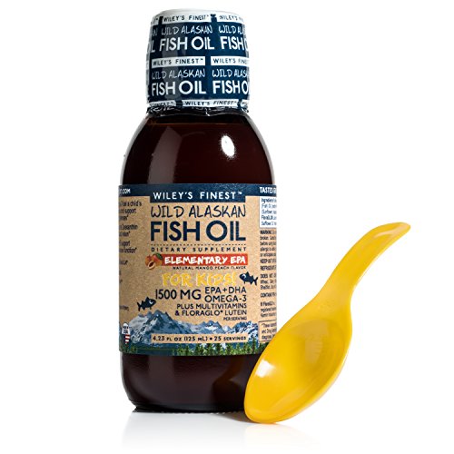 Wiley's Finest Elementary Mango/Peach EPA 1500mg EPA + DHA Omega-3 Natural Wild Alaskan Fish Oil Food Supplement 25 Servings