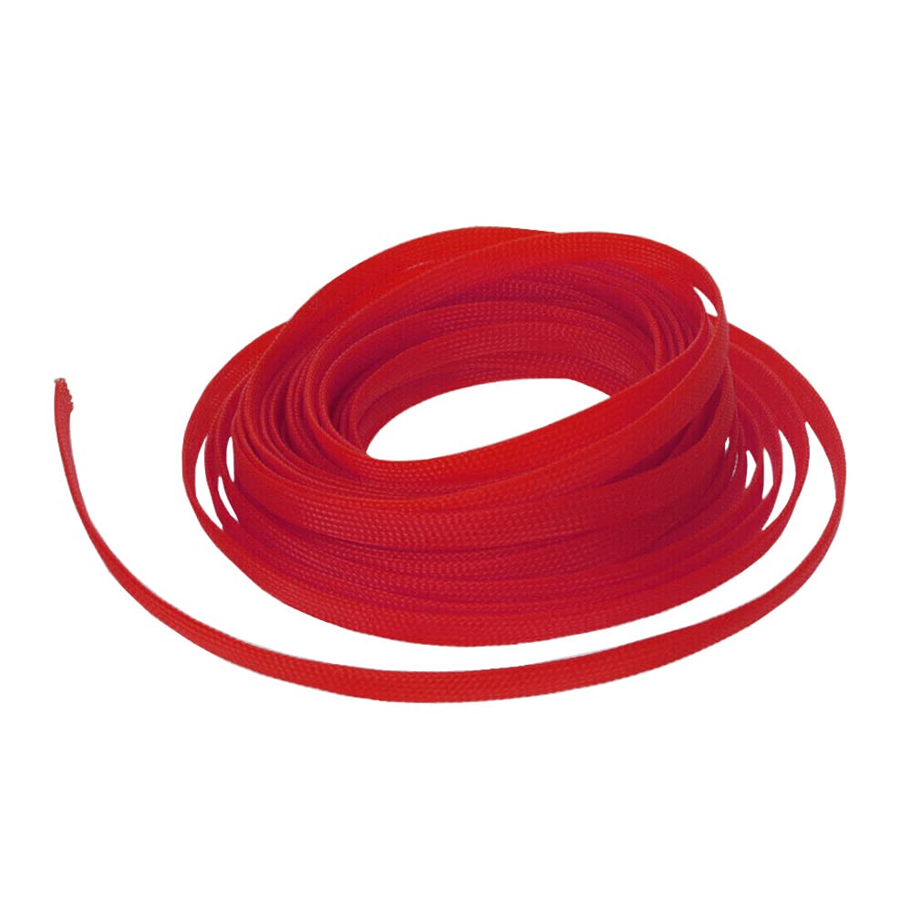 MOCNT PET Expandable Braided Sleeving Wire Braided Sleeve Cable Management Flexible Insulated Sheath Sleeve Loom Tubing Cable Tidy Protection Wrap Cover Red 4mm 10Meters