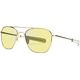 Eagle Eyes Freedom Night Driving Glasses - Square Aviator Gold Frame - Glare Reduction and Night Time Vision Improvement with Anti-Reflective and UV Blocking