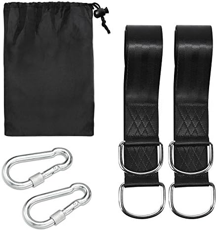 Tree Swing Hanging Kits and Hammock Straps -Two 5 ft Extra Long Swing Hanger Straps Ropes Adjustable Holds 2200lbs with 2 Carbine Hooks and Swivel -for Safety Swing and Hanging (Play Gifts for Kids)
