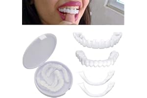 KAREA Top and Bottom Fake Teeth Cover the Broken and Missing Tooth Snap on Instant & Confidence Smile