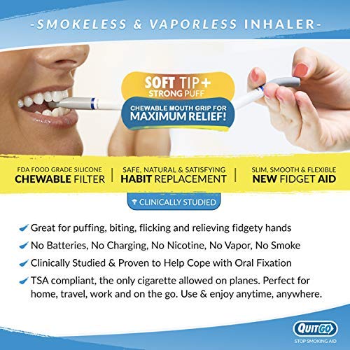 Smokeless Inhaler with Soft Tip Chewable Mouth Grip for Maximum Relief