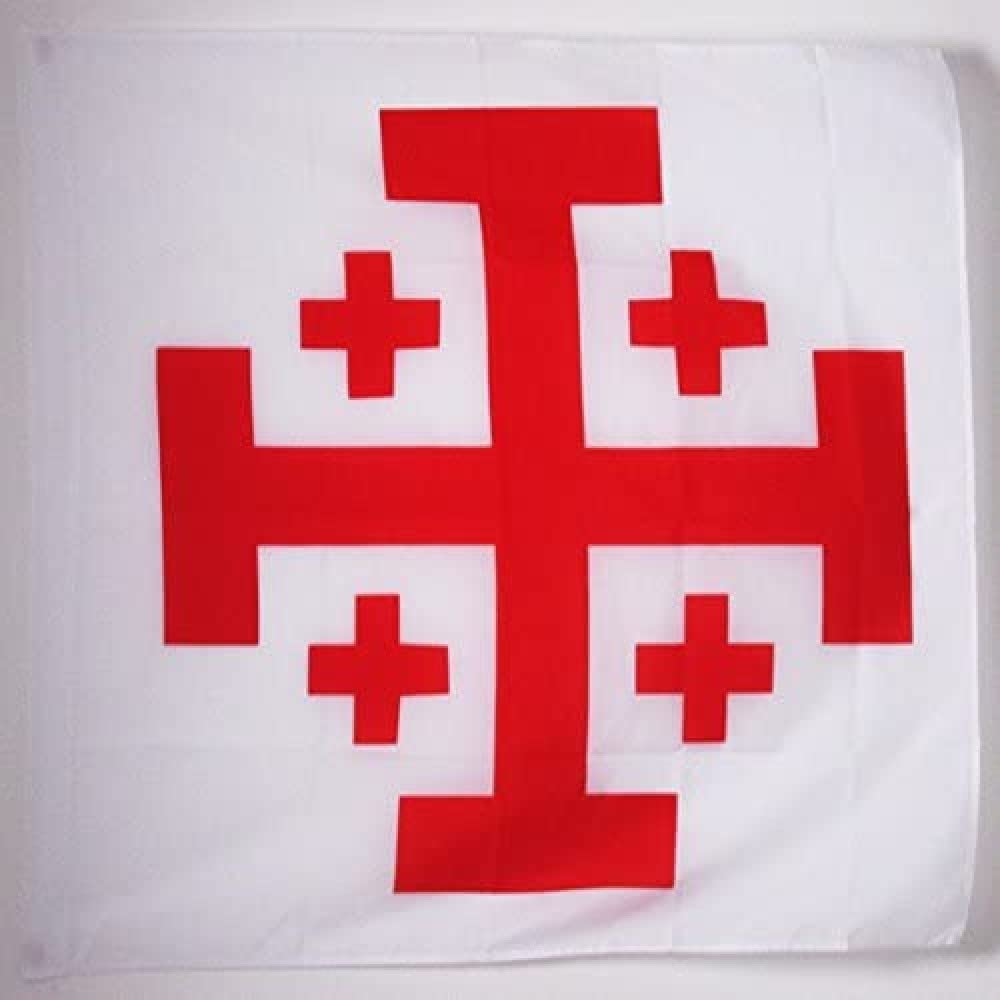 AZ FLAG - Order of the Holy Sepulchre of Jerusalem Cross Flag - 3x3 Ft - 100% Polyester Catholic Banner with Sleeve - Fade Resistant - Vivid Colors - 3' x 3' Feet - 90x90 Cm