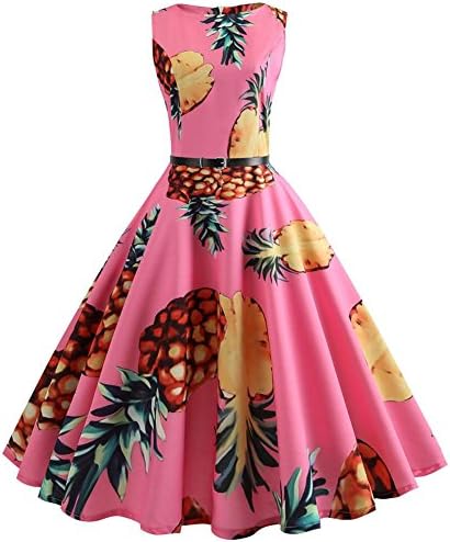 iBaste Women's Slim Fit Retro Round Neck Sleeveless Dresses 1950S Vintage Cocktail Party Evening Swing Dress