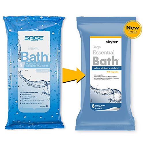 Stryker Sage Essential Bath Cleansing Washcloths 1 Package, 8