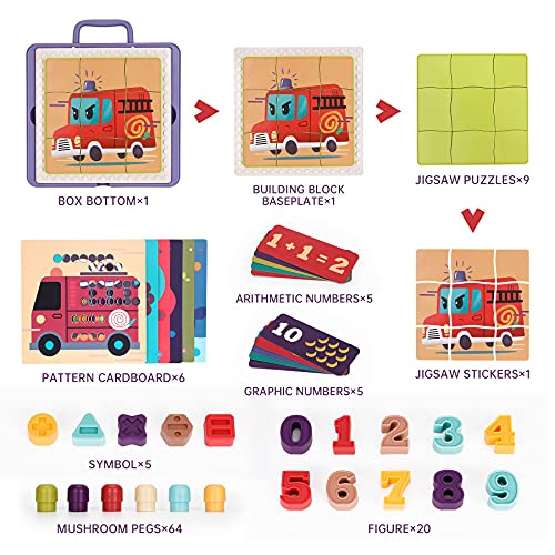 YuanLeBao Montessori Toy for Toddlers,Preschool Button Art Toy,Early Learning Board Toy-symbol,shape,graphic,math card,puzzles,Educational Toys Color Recognition Games,STEM gift toys for kids aged 3-8