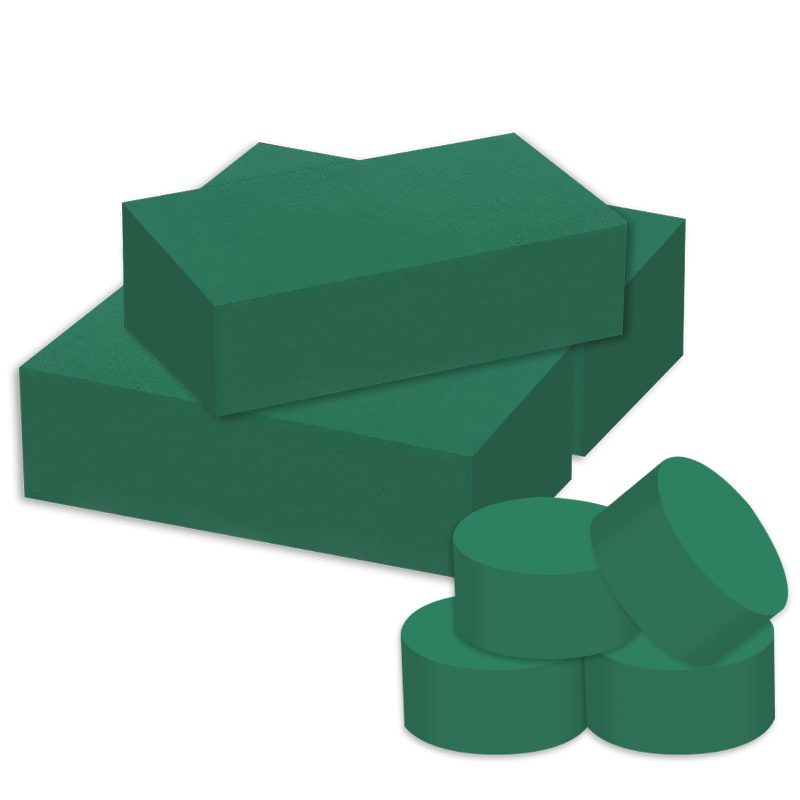 Yizerel 7 Pack Floral Foam Blocks, Round & Block Foam Set, Green Wet & Dry Flower for Fresh & Artificial Flower Arrangement, Florist Supplies for DIYs, Arts, Crafts & Weddings