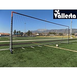 Vallerta 24 x 8 Ft.Regulation Size Soccer Goal w/Weatherproof HDPE Net. 50MM Diameter Industrial Grade Black Powder…