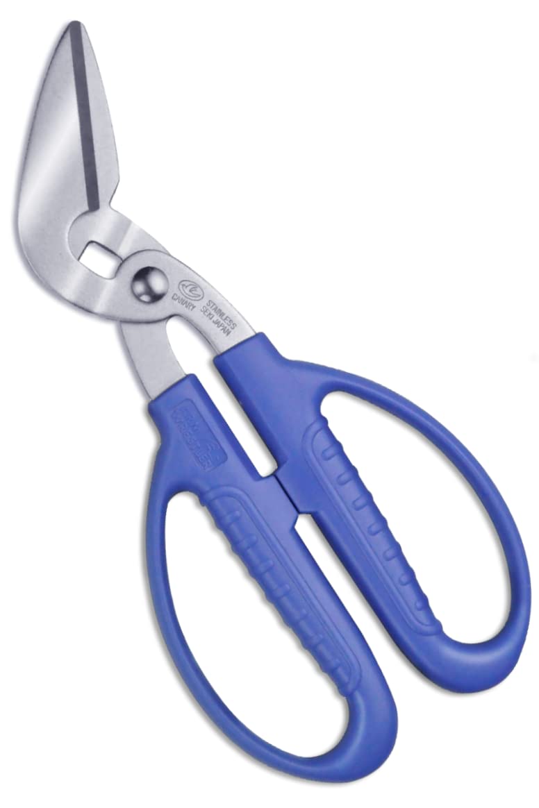 CANARY Corrugated Cardboard Scissors, Heavy Dudy Craft Scissors Japanese Stainless Steel Blade, Made in Japan, Blue (PS-6500H)