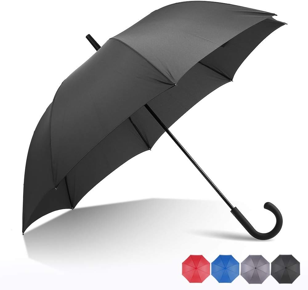 RUMBRELLA Black Hook Handle Umbrella Windproof, j Umbrellas Auto Open
