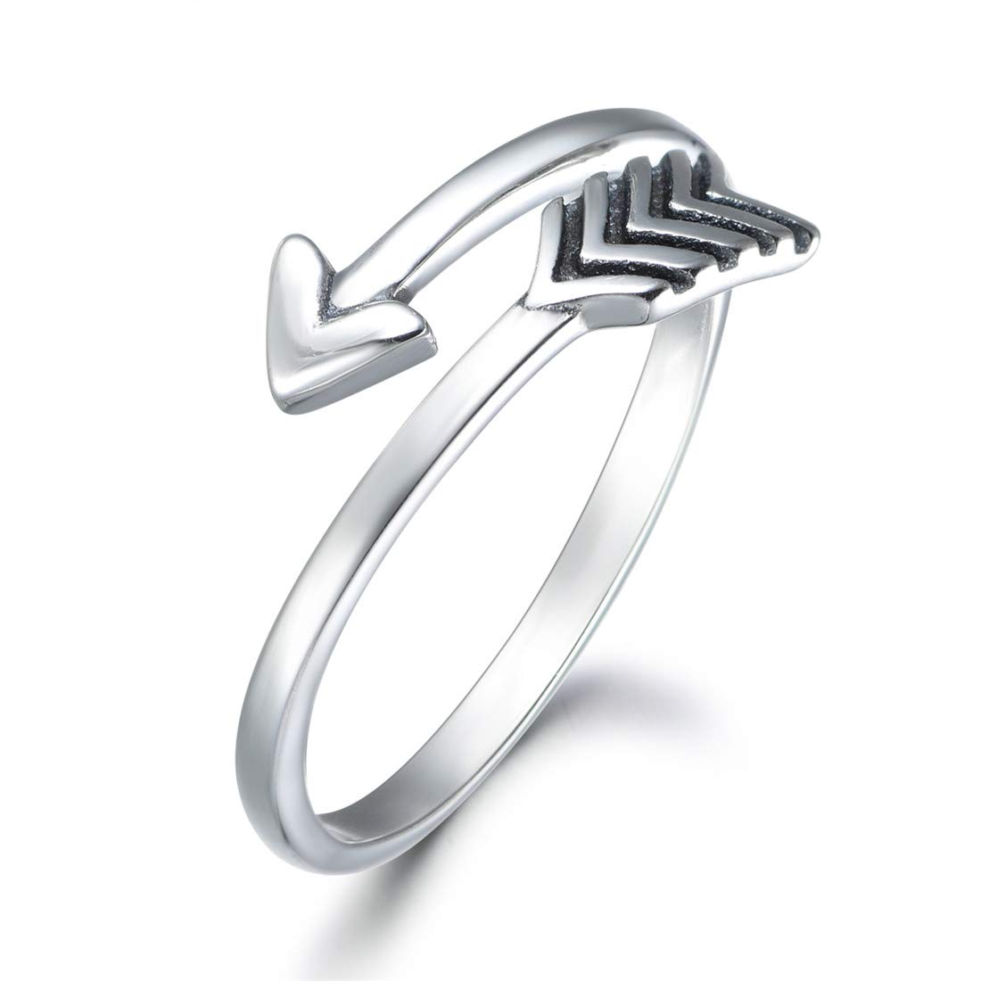 wynn's Solid 925 Sterling Silver Ring for Women, Adjustable Vintage Silver Thumb Ring, Unisex Resizable Arrow & Heart Infinity Open Finger Rings, Silver Toe Rings for Women Mens Girls