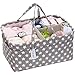 Hinwo Baby Diaper Caddy 3-Compartment Infant Nursery Tote Storage Bin Portable Car Organizer Newborn Shower Gift Basket with Detachable Divider and 10 Invisible Pockets for Diapers & Wipes (Grey Star)