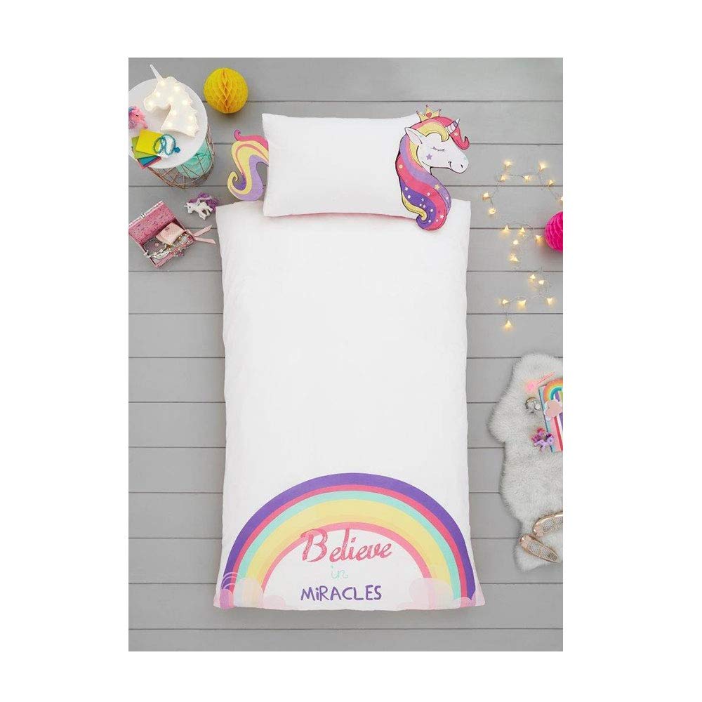 Gaveno Cavailia Kids Fashion Bed Set with Duvet Cover and Pillow Case - Polyester-Cotton - Unicorn Shape [ Single - Multi ]