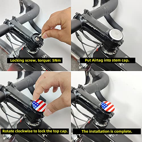 Cestbon AirTag Bike Mount Hidden, Captain Shield AirTag Stem Cap Waterproof Bike GPS Tracker