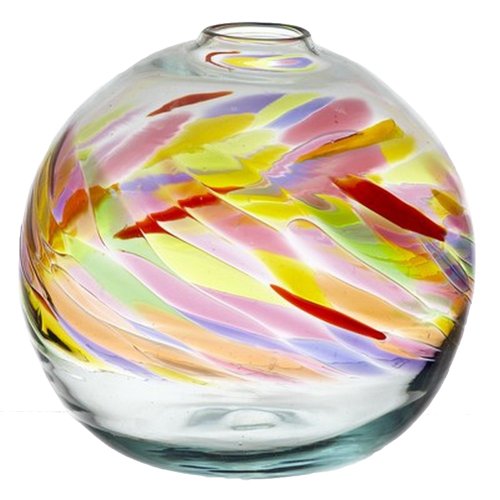 Kitras Art Glass Round Vase, 7Inch, Celebration