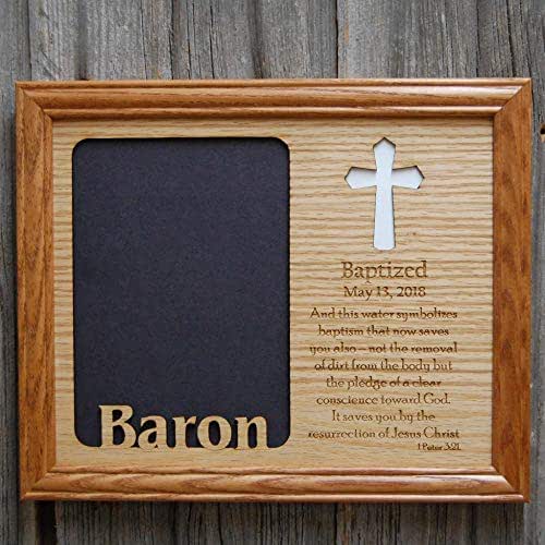 Baptism Picture Frame Holds 5x7 Photo Handmade