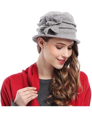 Women's Classic Flower 100% Wool Cloche Bucket Hat