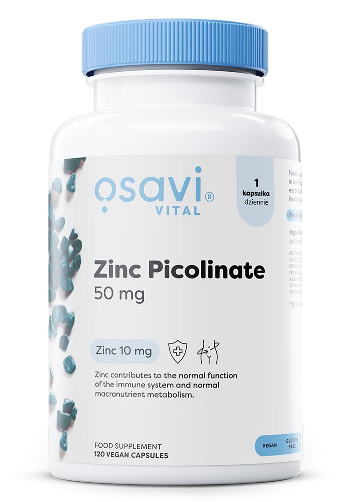Osavi Zinc Picolinate 50mg – 120 Vegan Capsules | Highly Absorbable Zinc for Immune Support, Cognitive Function, Metabolism, and Healthy Skin | 100% Daily Zinc Requirement in One Capsule