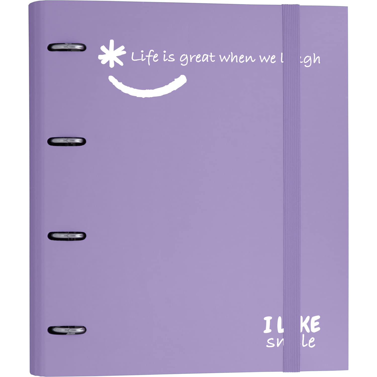 Grafoplás 88101369 Die-Cut 4 Ring Binder with Refill, A4, Lavender, Lined Cardboard FSC Paper, Includes Dividers, Carpebook Like Smile
