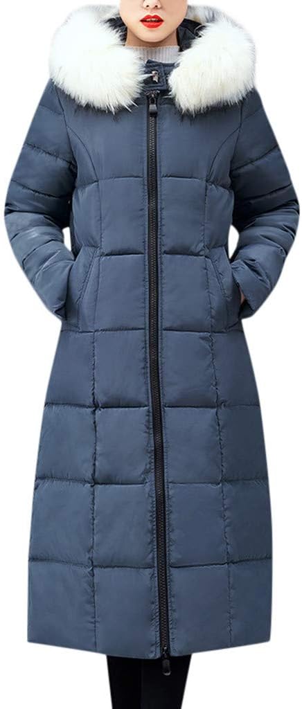 Women's Coat with Fur Hood Thicker Winter Slim Lammy Jacket Long Parka Puffer Jacket Outdoor Warm Coat