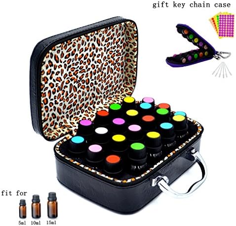 Essential Oils Storage Carrying Case for 22 Bottles PU Essential Oils Case 5 10 15 ml Essential Oil Travel Case for Young Living doTERRA, Essential Oil Holder Organizer, Black