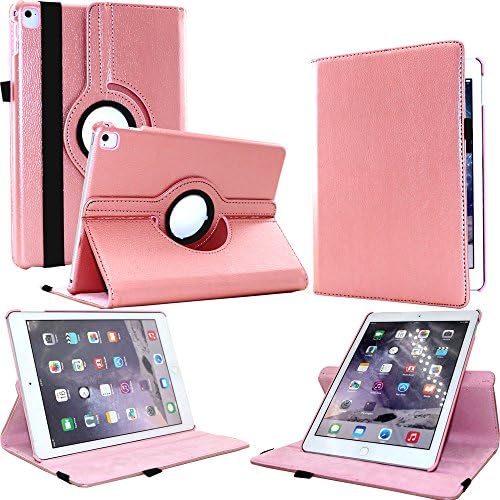 FIII Auto Sleep Wake Feature 360 Degree Rotating Stand Leather Case for iPad Pro 9.7 Inch, Luxury Rose Gold