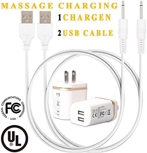ZaFitRen Double USB Wall Charger with 2 Charging Cable  Rechargeable Massagers Power Universal DC Fast Charging Cord