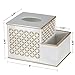 Diamond Lattice Tissue Box with Compartments Vanity Organizer, 2-in-1 Decorative Tissues Cover Square Resin Napkins Container for Bathroom, Countertop, Gift Boxed (White & Gold)